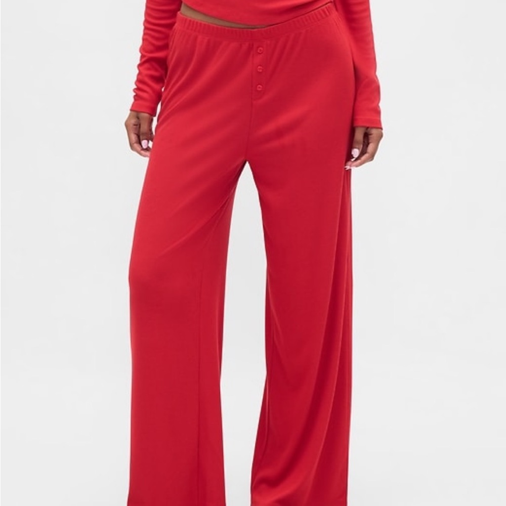 GAP NWT Red Wide Leg Knit Pajama Pants